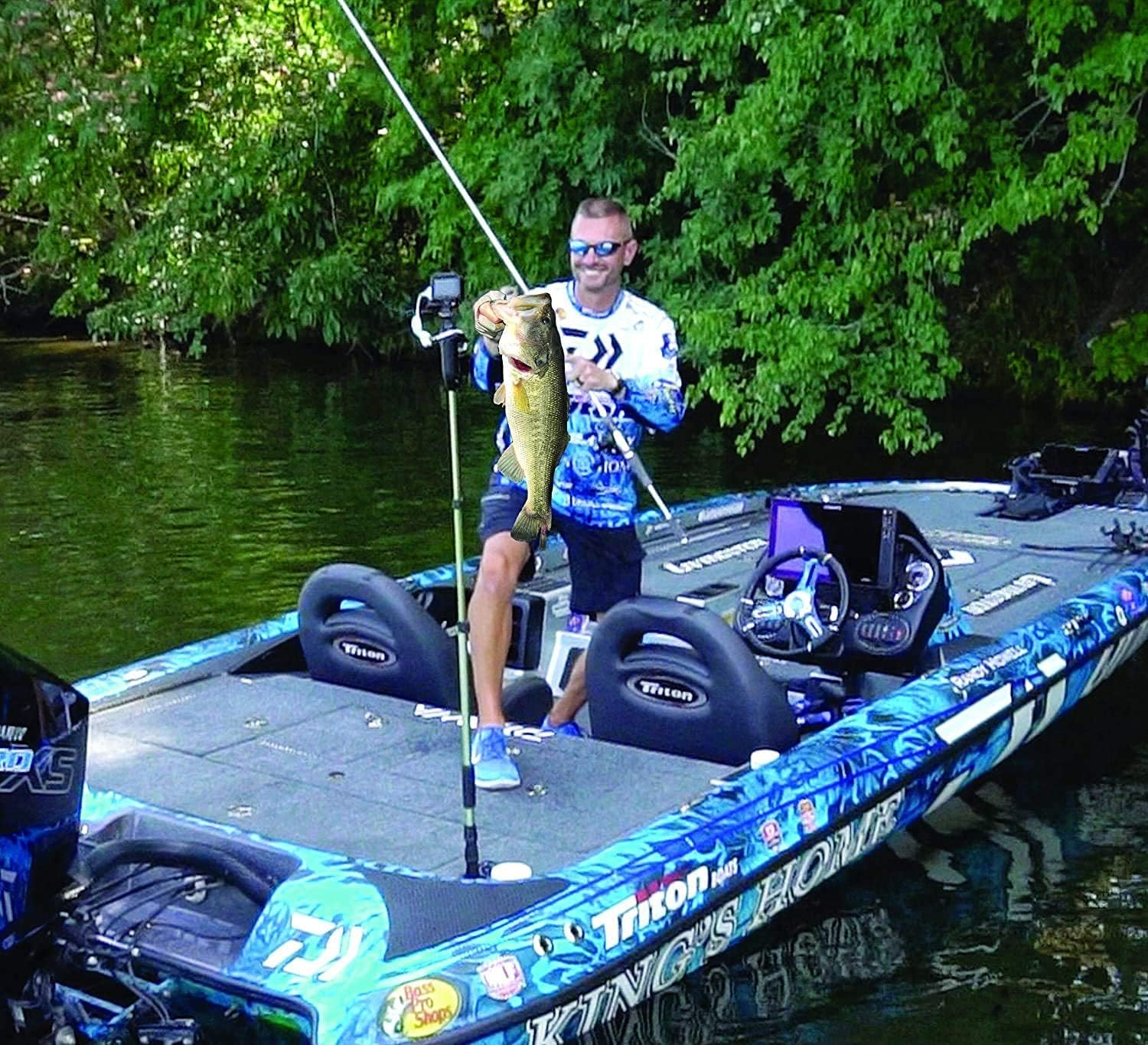 Yolotek Powerstick 53'' Bundle Gopro Boat Mount & Constant Power Veteran Owned. Go Pro Camera Bass Boat Accessories. Gopro Mount